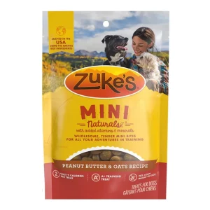 Zuke's Dog Mini Naturals Peanut Butter Recipe Dog Treats Oats, 6 oz