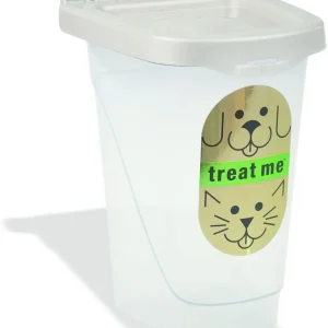 Van Ness Plastics Pet Dog Treat Container, White, Clear