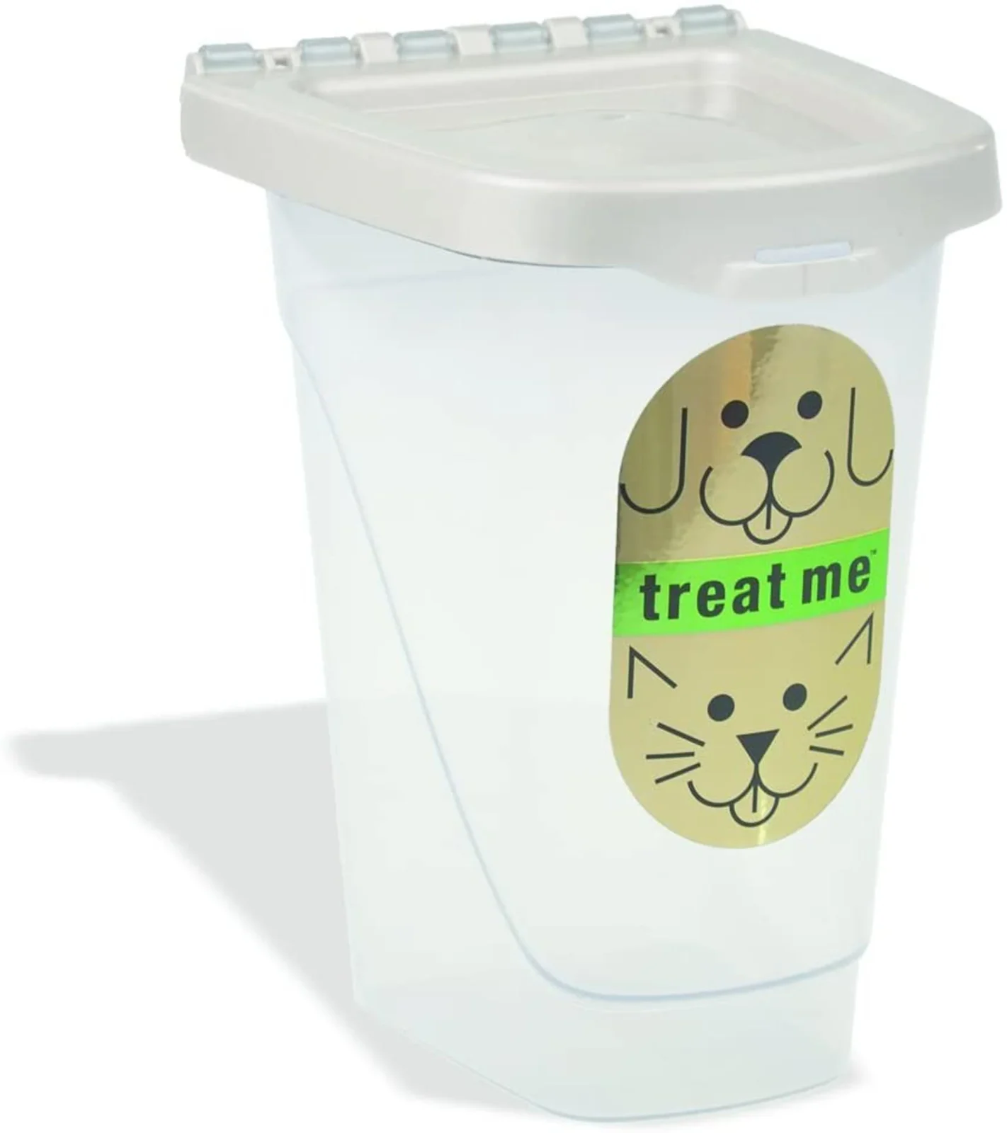 Van Ness Plastics Pet Dog Treat Container, White, Clear