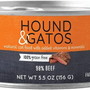 Hound and Gatos Cat Grain-Free Beef, 5.5 oz each, Case of 24