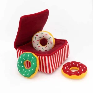 ZippyPaws Holiday Burrow Donutz Box Plush Dog Toy
