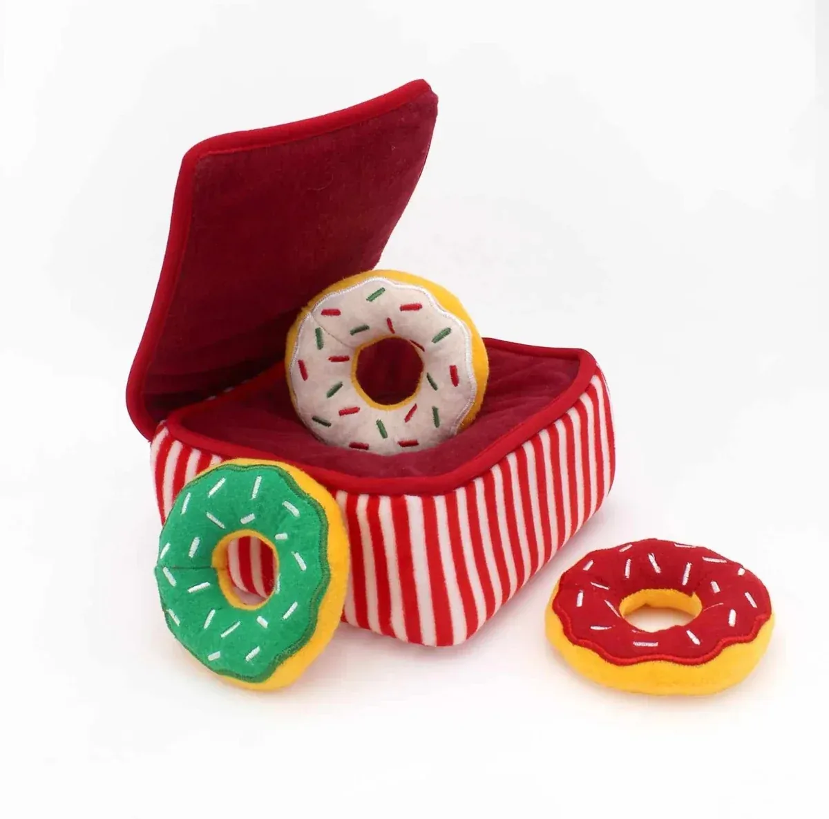 ZippyPaws Holiday Burrow Donutz Box Plush Dog Toy
