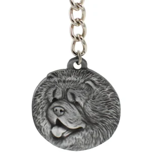 Dog Breed Keychain USA Pewter - Chow Chow (2.5")