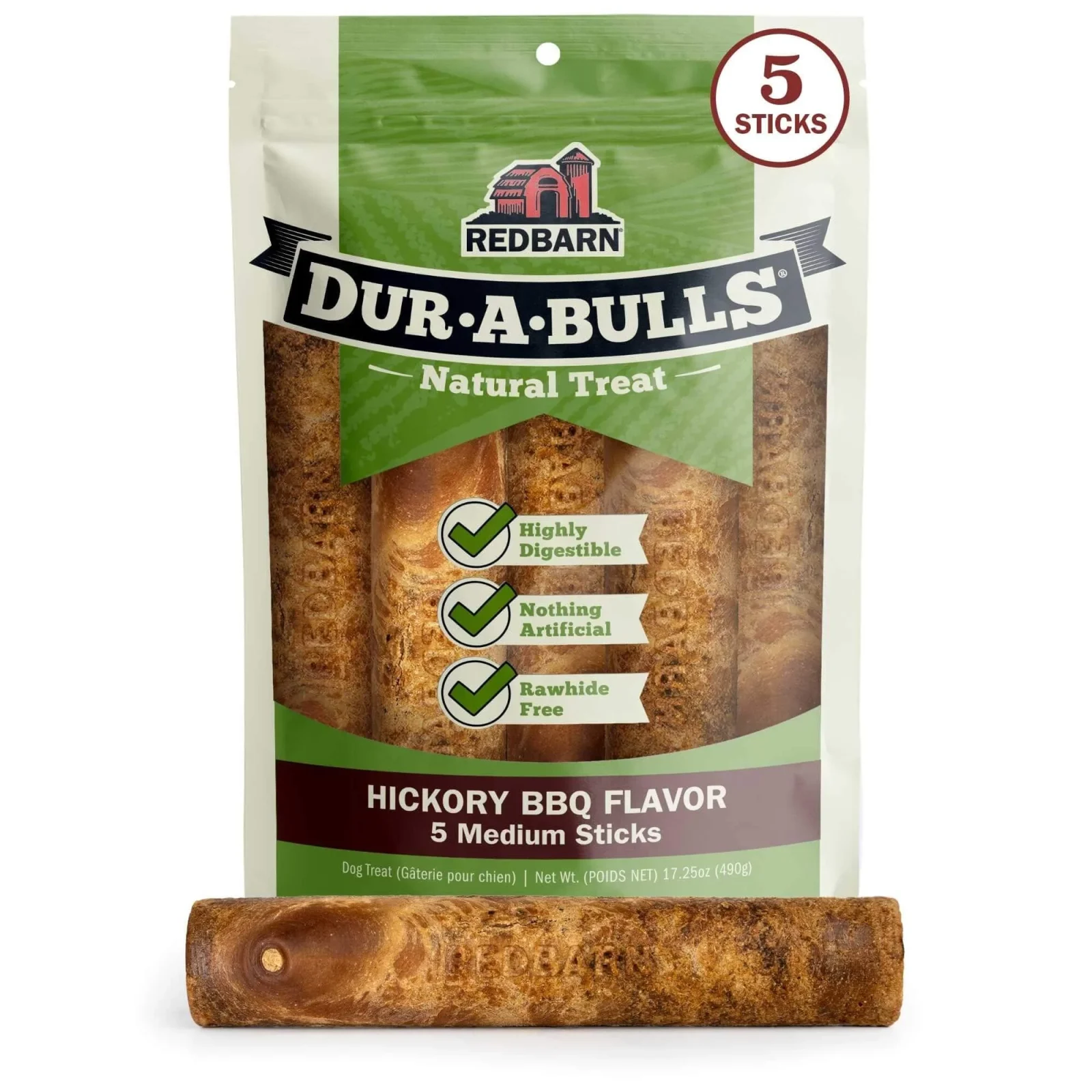 Red Barn Dur-A-Bulls Bone Rawhide-Free Hikory Barbecue Flavor Hard Chew Dog Treat - Image 2