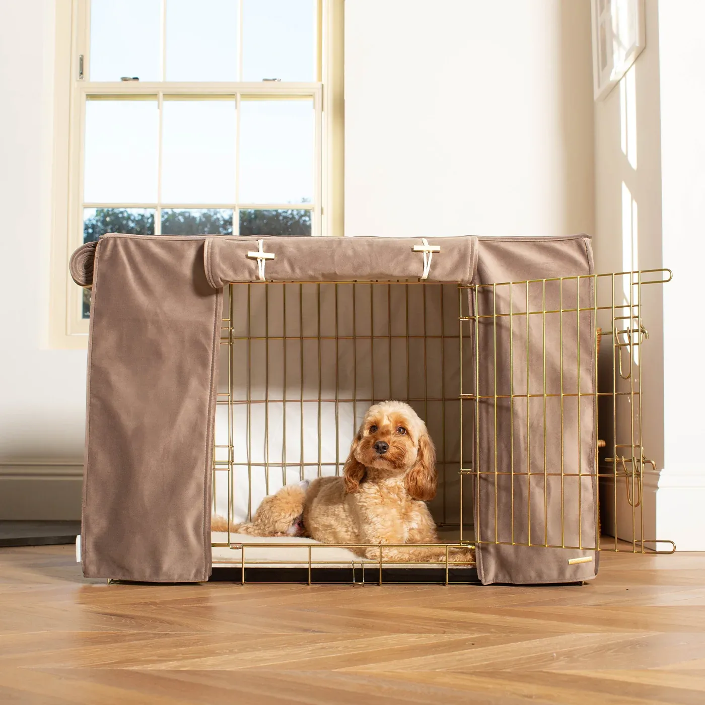 Dog Crate Cover In Clay Velvet by Lords & Labradors