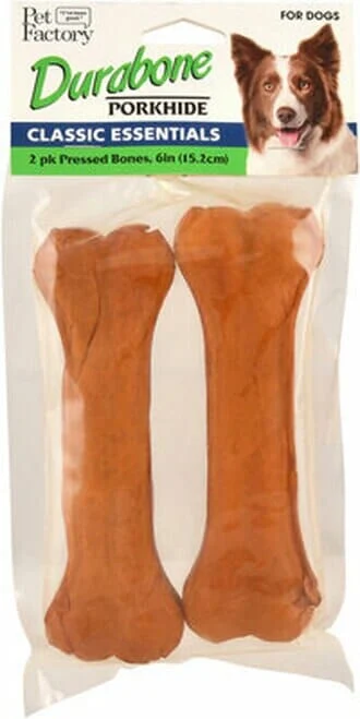 Pet Factory Durabone Press Porkhide Bones Natural Dog Chews