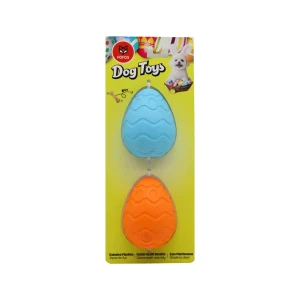 Fofos Easter Egg Shaped Rubber Treat Dispenser for Dogs (Blue and Orange)