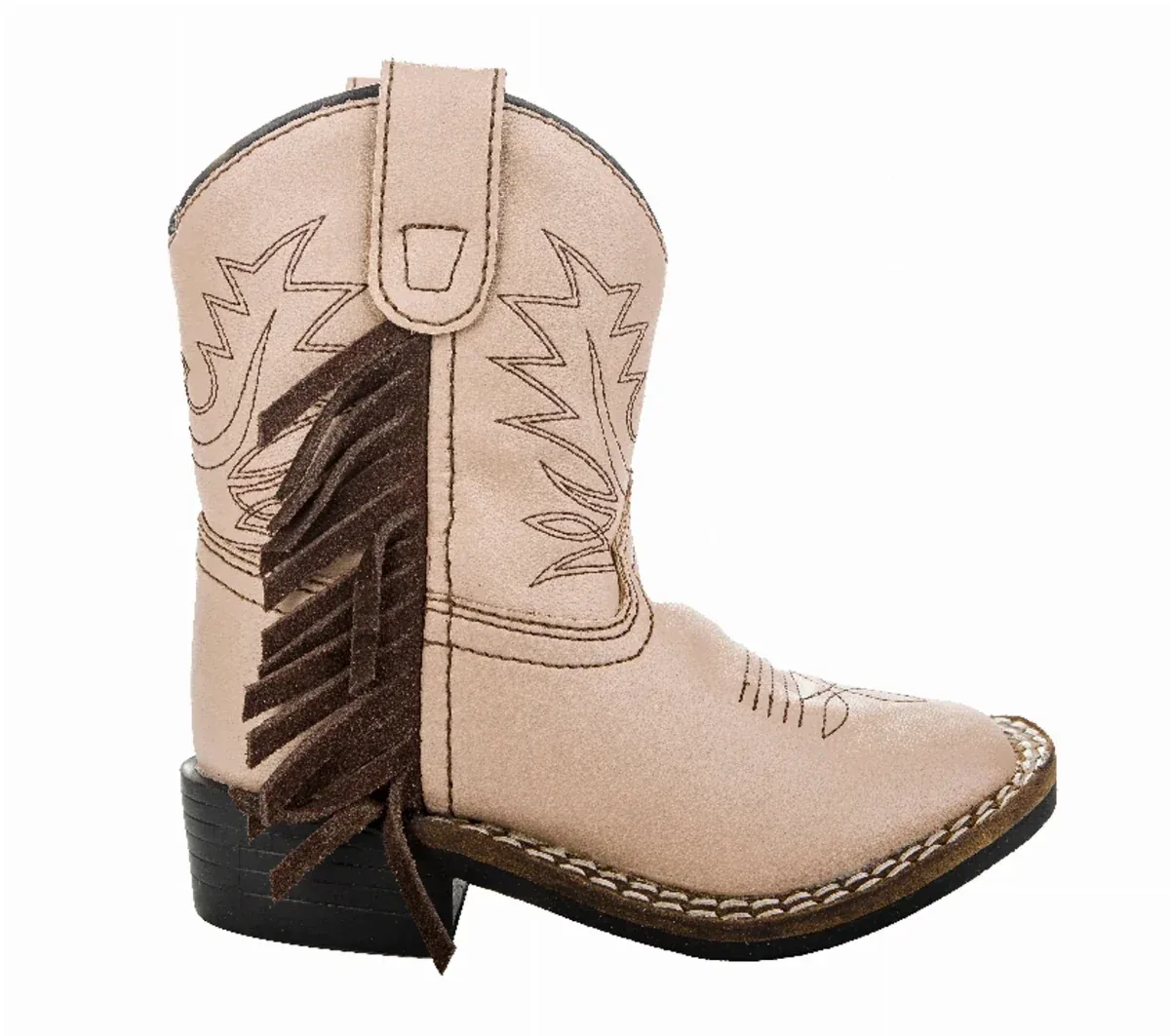 TuffRider Toddler Tan Fringe Western Booties - Kids Western Ankle Boots with Decorative Fringe Detail - Image 2