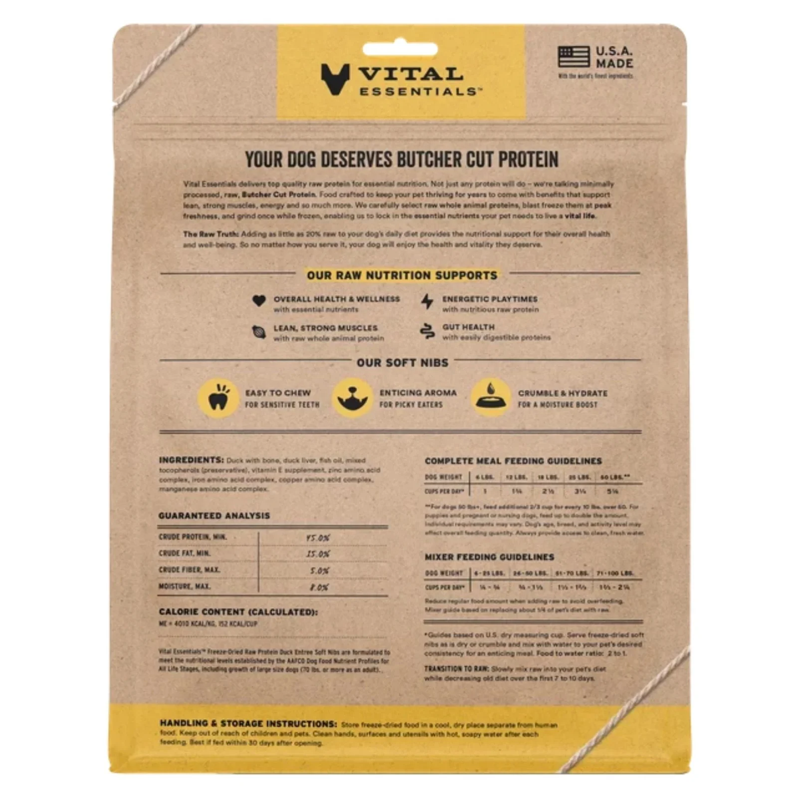 Vital Essentials Dog Freeze-Dried Raw Grain-Free Duck Entree & Mixer Soft Nibs, 14 oz - Image 2