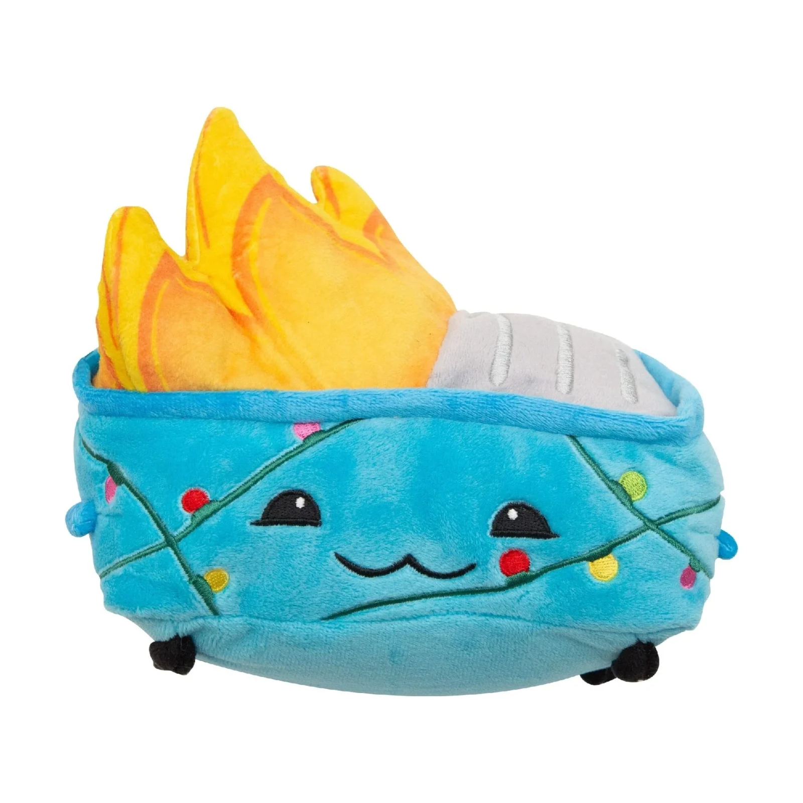 Snugarooz Holiday Baby Christmas Dumpster Fire with Repair Patch Squeak and Crinkle Plush Dog Toy