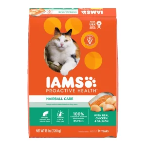 IAMS Proactive Health Hairball Care Adult Dry Cat Food Chicken & Salmon 16 lb