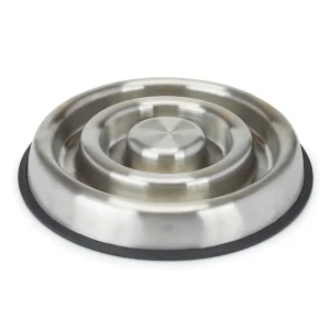 Proselect Heavy-Duty Stainless Steel Slow-Feeder Dog Bowl Large