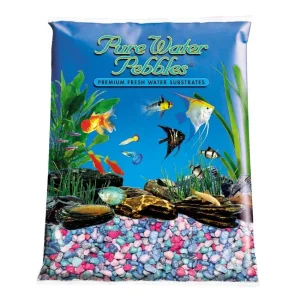 Pure Water Pebbles Premium Fresh Water Frosted Aquarium Gravel Rainbow 2/25 lb