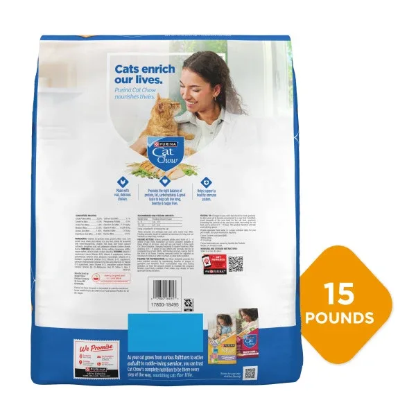 Purina Cat Chow Complete High Protein Dry Cat Food With Real Chicken - 15 lb. Bag - Image 2
