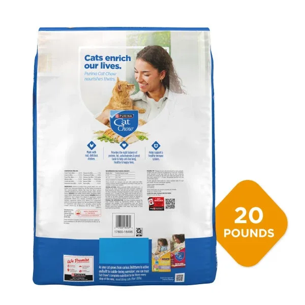 Purina Cat Chow Complete High Protein Dry Cat Food With Real Chicken - 20 lb. Bag - Image 2