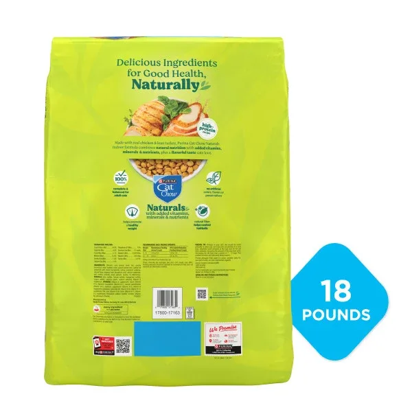 Purina Cat Chow Hairball, Healthy Weight, Indoor, Natural Dry Cat Food, Naturals Indoor - 18 lb. Bag - Image 2