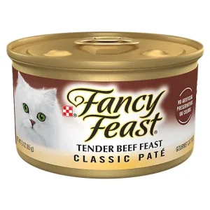 Purina Fancy Feast Adult Tender Beef Feast Pate Wet Cat Food, 3 oz.