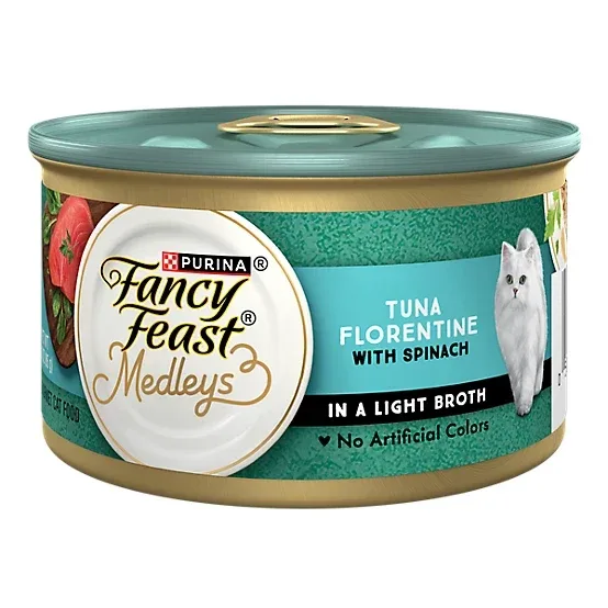 Purina Fancy Feast Medleys Adult Tuna Florentine in Light Broth Wet Cat Food, 3 oz.