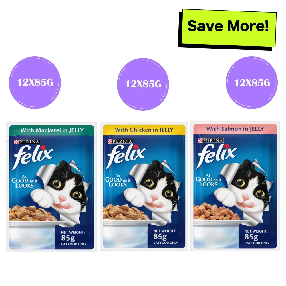 Purina Felix with Mackerel, Chicken and Salmon in Jelly Adult Cat Wet Food