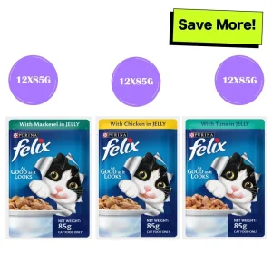 Purina Felix with Mackerel, Chicken and Tuna in Jelly Adult Cat Wet Food