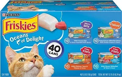Purina Friskies Oceans of Delight Wet Cat Food Variety Pack - (40) 5.5 oz {L-1}050684