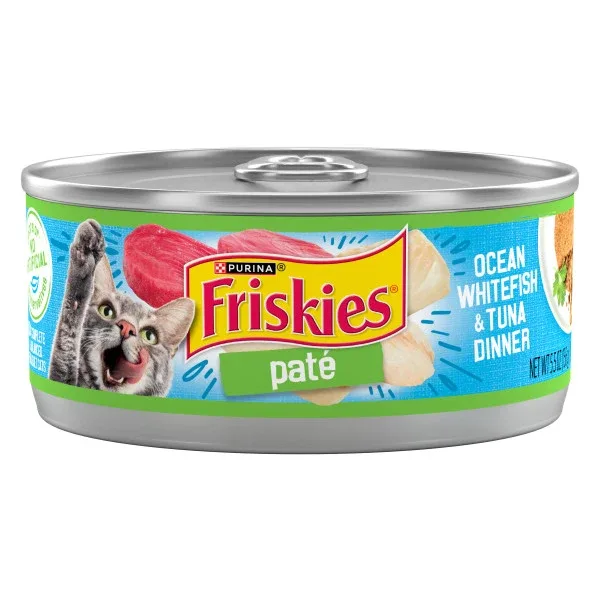 Purina Friskies Wet Cat Food Pate Ocean Whitefish and Tuna Dinner - 5.5 oz. Can