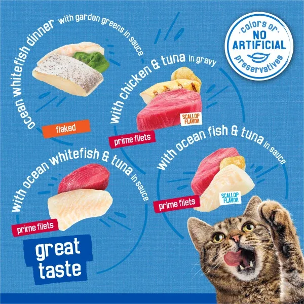 Purina Friskies Wet Cat Food Variety Pack, Oceans of Delight Flaked and Prime Filets - (40) 5.5 oz. Cans - Image 2