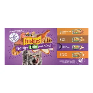 Purina Friskies Wet Cat Food Variety Pack Poultry Pate Favorites - (32) 5.5 oz. Cans