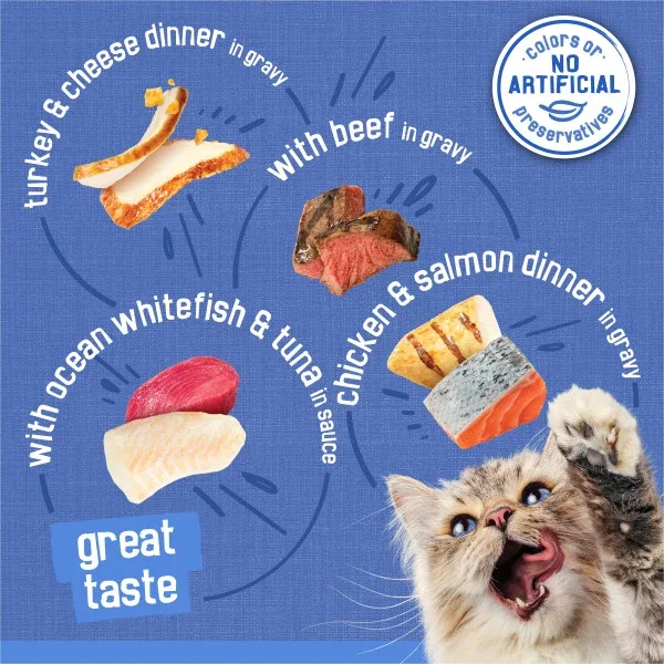 Purina Friskies Wet Cat Food Variety Pack, Shreds with Beef, Turkey and Cheese, Chicken and Salmon, and With Ocean Whitefish and Tuna - (40) 5.5 oz. Cans - Image 2