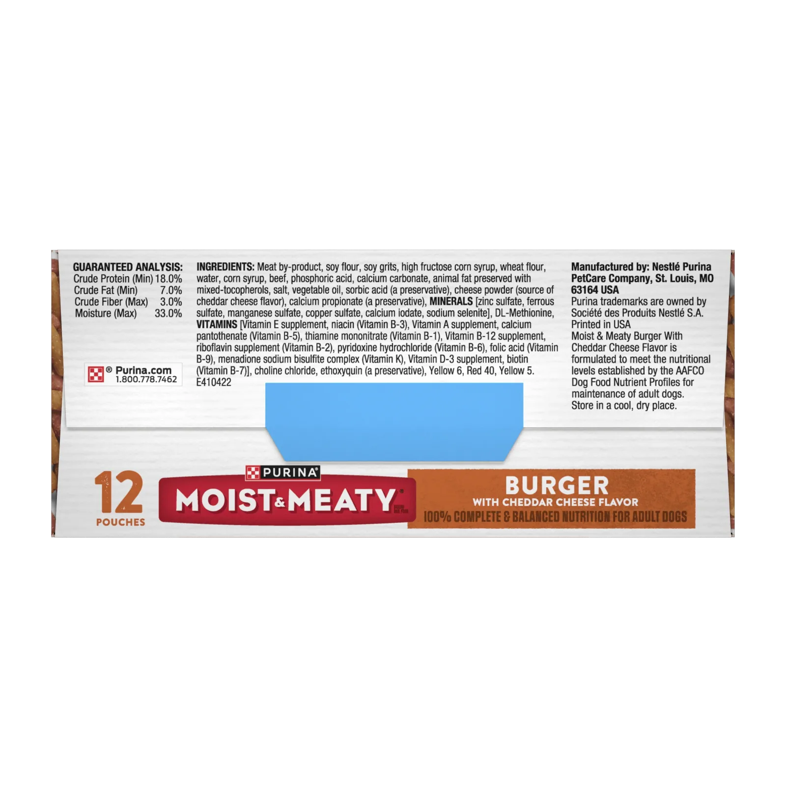 Purina Moist and Meaty Burger With Cheddar Cheese Flavor Dry Soft Dog Food Pouches - Image 2