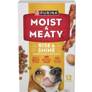 Purina Moist & Meaty Dog Food – Real Bacon & Egg Flavor, 6-Pack (12 oz Pouches)