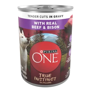 Purina ONE High Protein Wet Dog Food True Instinct Tender Cuts in Dog Food Gravy With Real Beef and Bison