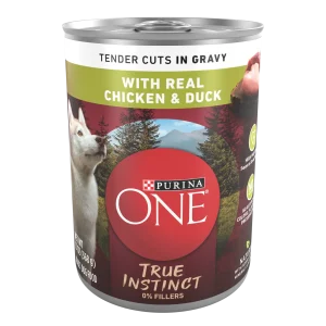 Purina ONE High Protein Wet Dog Food True Instinct Tender Cuts in Dog Food Gravy With Real Chicken and Duck