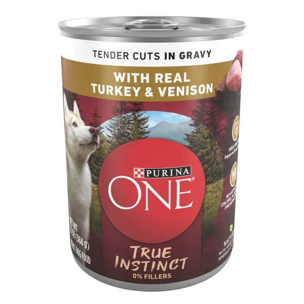 Purina ONE High Protein Wet Dog Food True Instinct Tender Cuts in Dog Food Gravy With Real Turkey and Venison