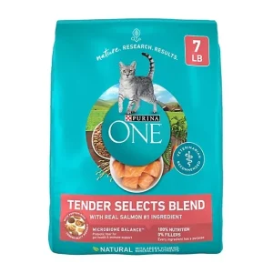Purina ONE Natural Adult Indoor/Outdoor Tender Selects Blend with Real Salmon Recipe Dry Cat Food, 7lb