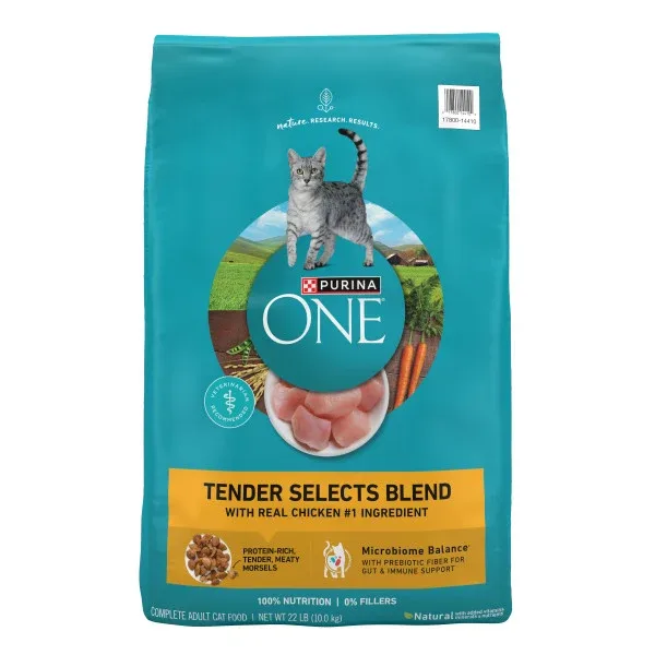 Purina ONE Natural Dry Cat Food, Tender Selects Blend With Real Chicken - 22 lb. Bag