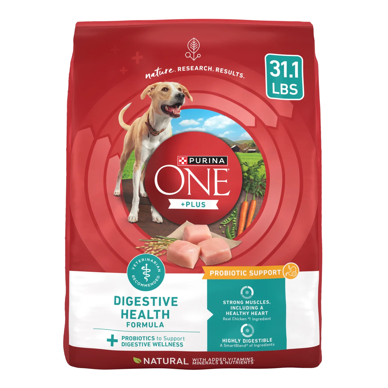 Purina One Plus Digestive Health Formula Dry Dog Food Natural with Added Vitamins, Minerals and Nutrients