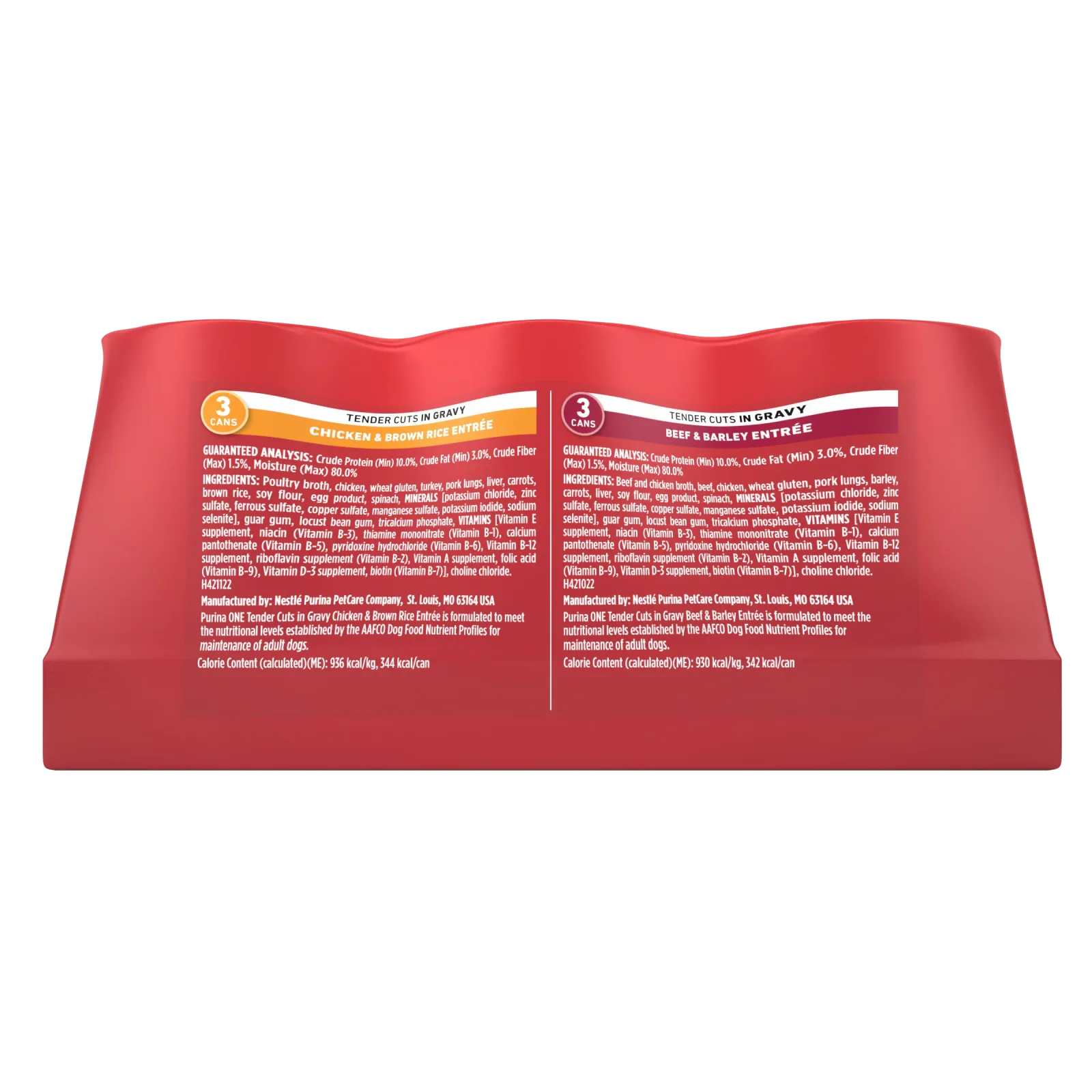 Purina ONE Tender Cuts in Gravy Chicken and Brown Rice, and Beef and Barley Entrees Wet Dog Food Variety Pack - Image 2