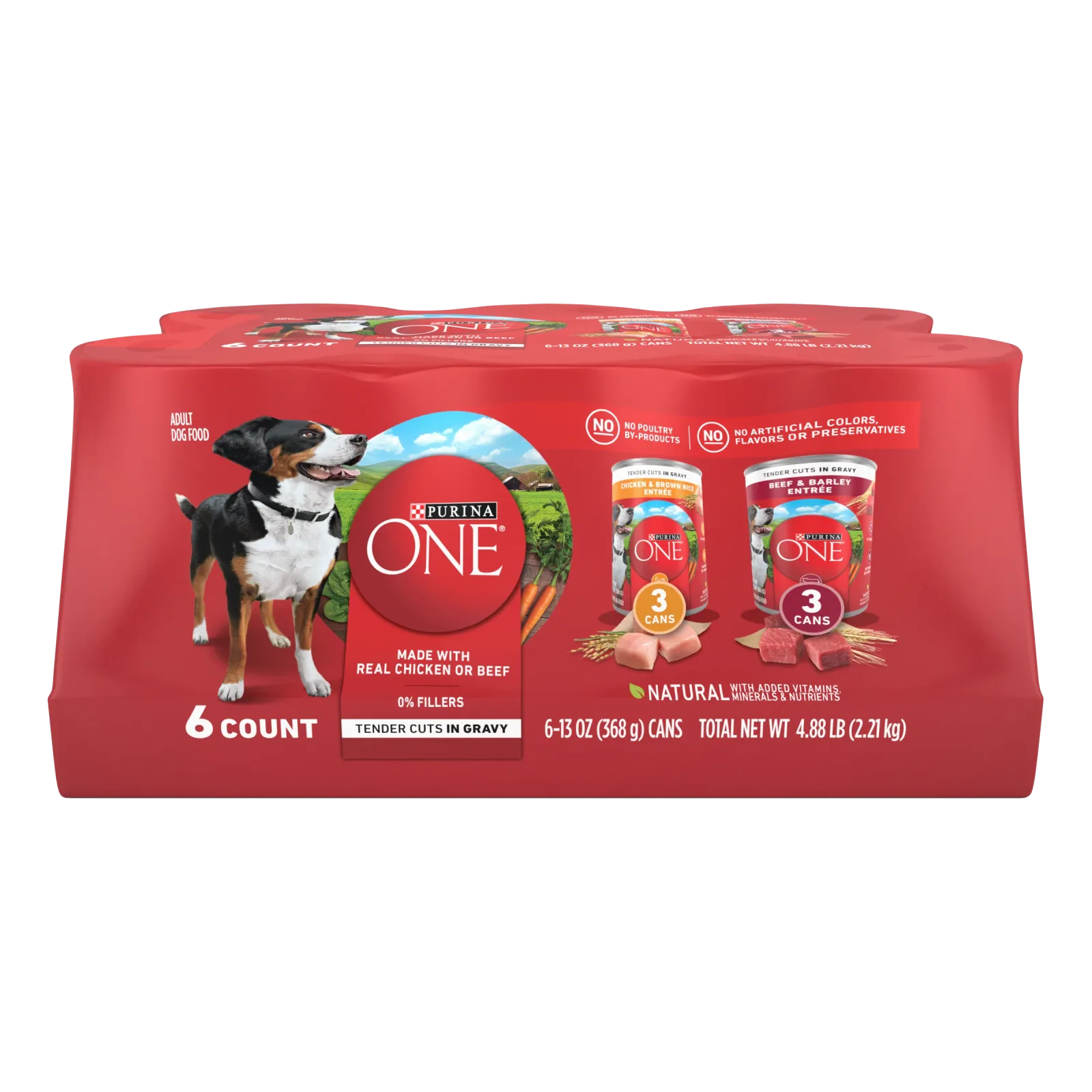 Purina ONE Tender Cuts in Gravy Chicken and Brown Rice, and Beef and Barley Entrees Wet Dog Food Variety Pack