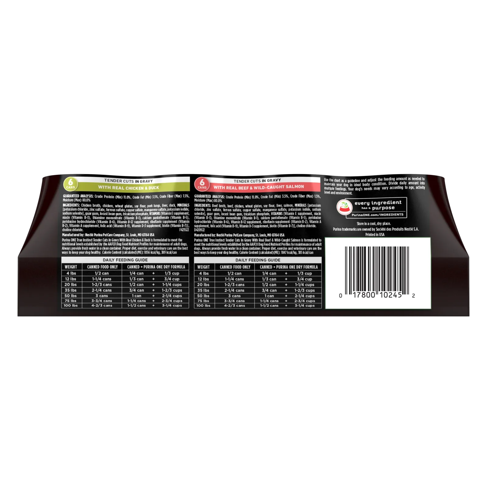 Purina ONE True Instinct Tender Cuts in Gravy With Real Chicken and Duck, With Real Beef and Salmon High Protein Wet Dog Food Variety Pack - Image 2