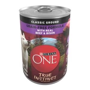 Purina ONE Wet Dog Food True Instinct Classic Ground Grain-Free Formula With Real Beef and Bison High Protein Dog Food