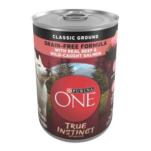 Purina ONE Wet Dog Food True Instinct Classic Ground Grain-Free Formula With Real Beef and Wild Caught Salmon High Protein Wet Dog Food
