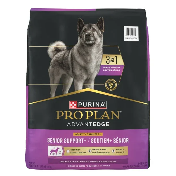 Purina Pro Plan AdvantEDGE Senior Support Plus Shredded Blend Chicken and Rice Formula Dry Dog Food