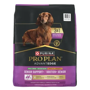 Purina Pro Plan AdvantEDGE Senior Support Plus Small Breed Shredded Blend Chicken and Rice Formula Dry Dog Food, 12lb
