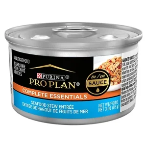 Purina Pro Plan Complete Essentials Adult Seafood Stew Entree in Sauce Wet Cat Food, 3 oz.