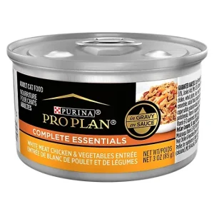 Purina Pro Plan Complete Essentials Adult White Meat Chicken and Vegetable Entree in Gravy Wet Cat Food, 3 oz.