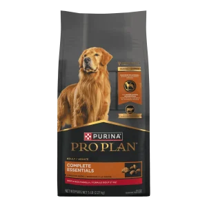 Purina Pro Plan Complete Essentials Shredded Blend Beef and Rice Dog Food Dry Formula with Probiotics for Dogs