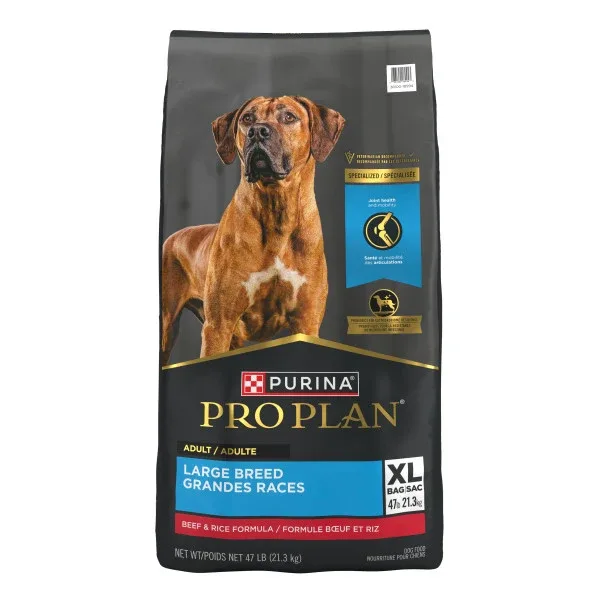 Purina Pro Plan Large Breed Dry High Protein Dog Food With Probiotics for Dogs, Beef and Rice Formula, 47lb