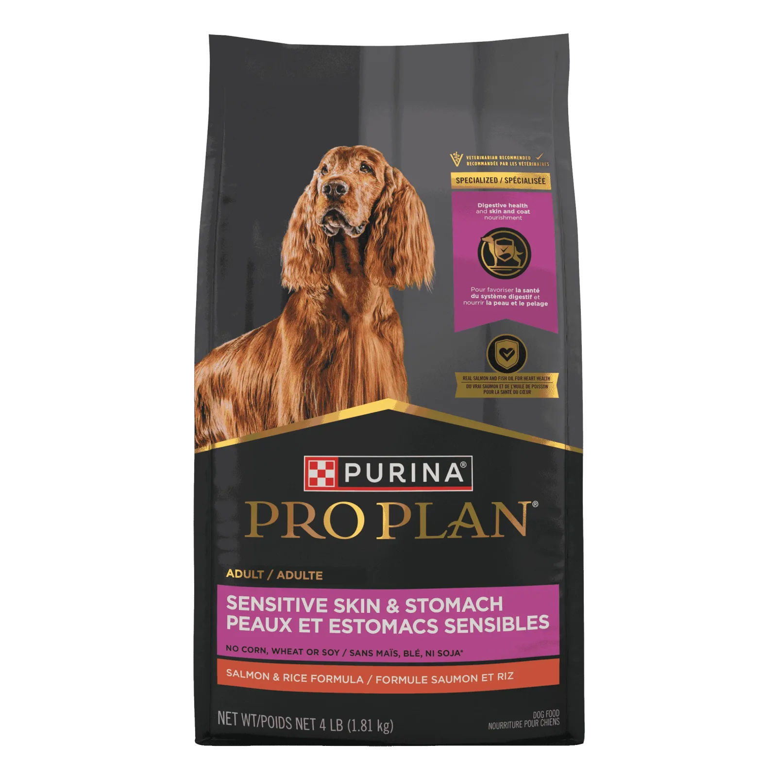 Purina Pro Plan Sensitive Skin and Stomach Dog Food Dry, Adult Salmon & Rice Formula, Digestive Health