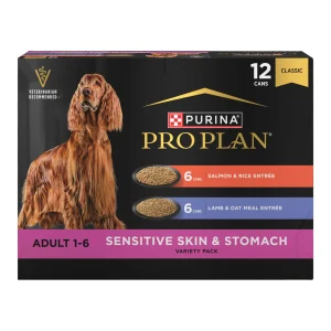Purina Pro Plan Sensitive Skin and Stomach Wet Dog Food, Salmon and Rice and Lamb and Oat Meal Variety Pack